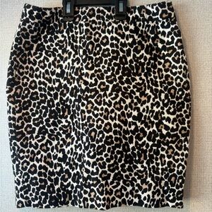 J. Crew Black and Tan Leopard Pencil Skirt